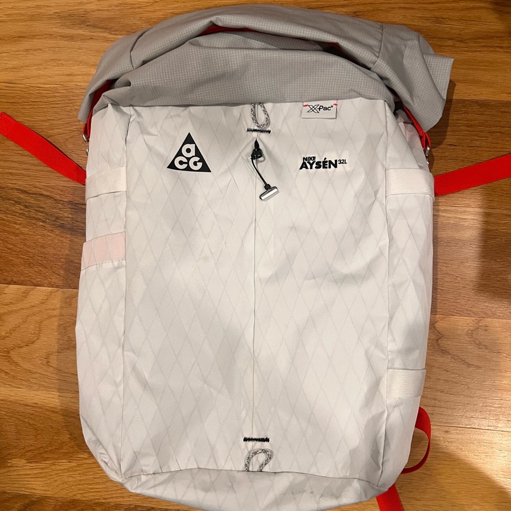 Nike White and Red ACG Backpack